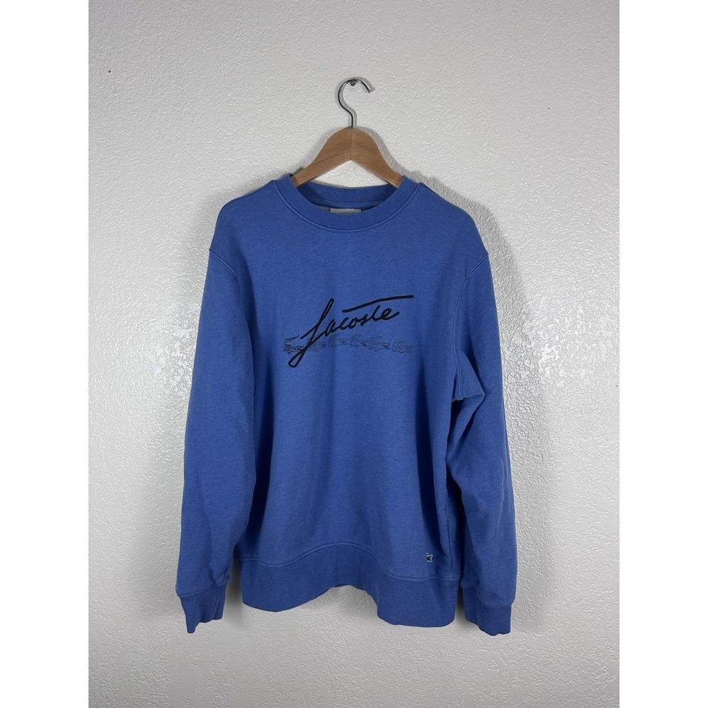 Lacoste Sweatshirt Mens Large Blue Classic Fit Pullover Croc Logo Graphic